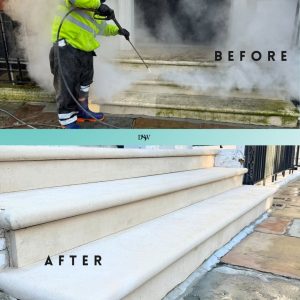 stone staircase cleaning before and after