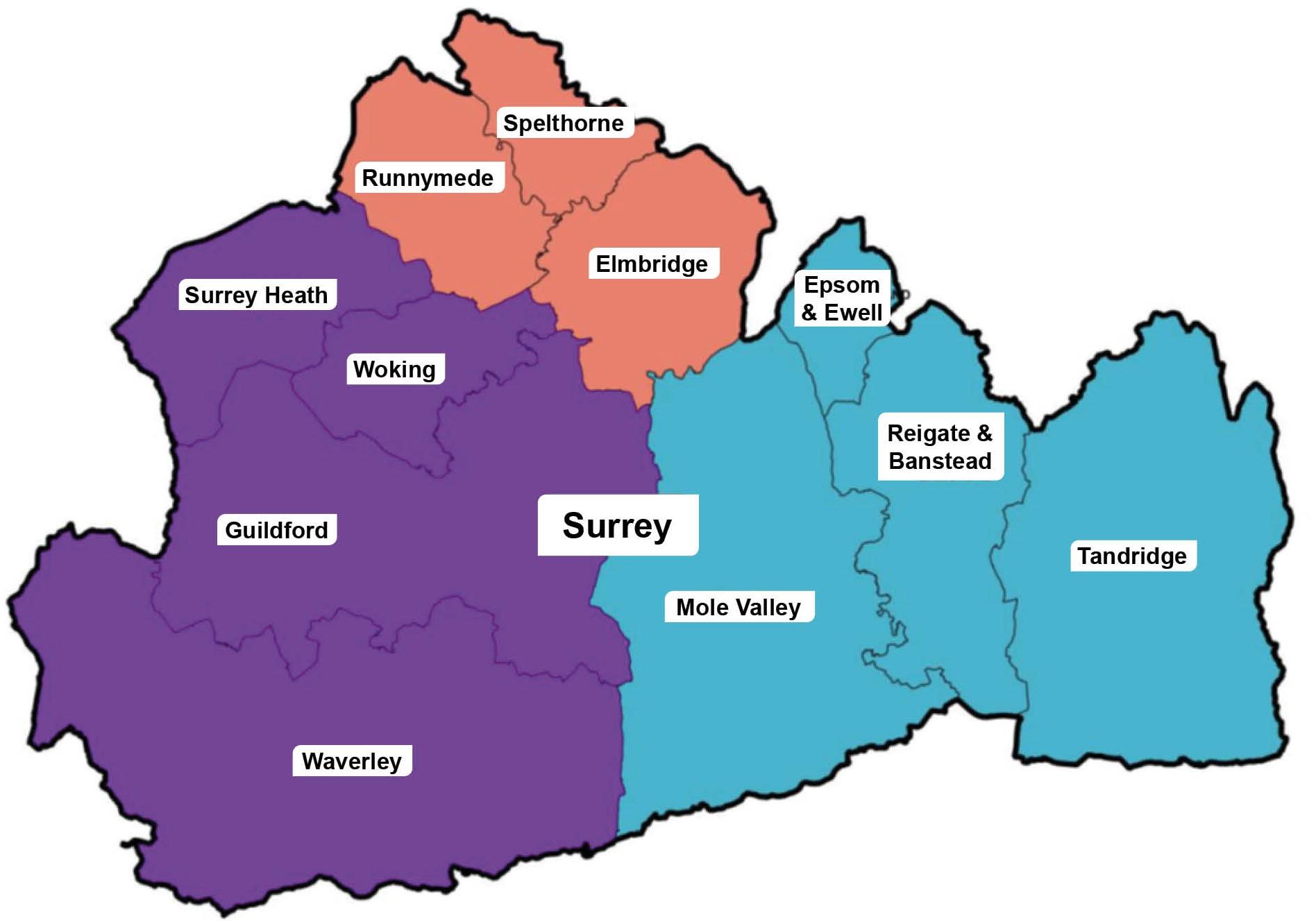 Cherry picker hire availability map covering Surrey 